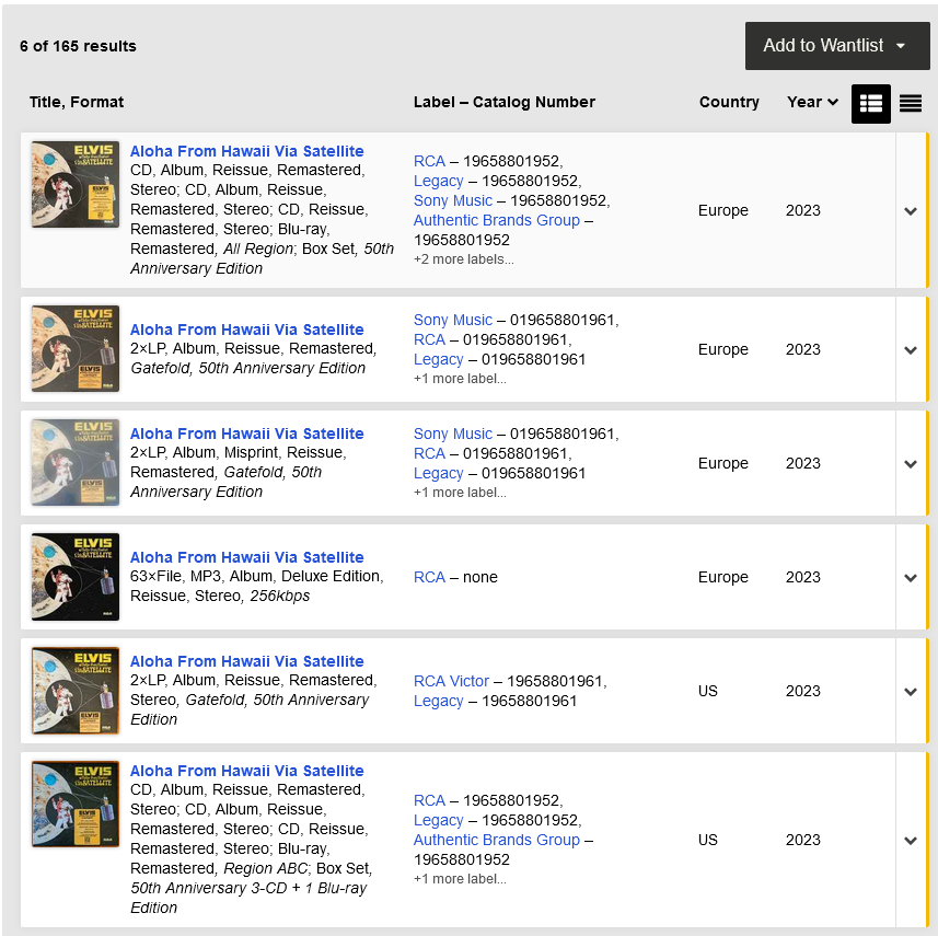 Aloha from Hawaii via Satellite - 50th Anniversary - Sony Legacy 1965801952 - EU 2023 - Elvis Presley CD